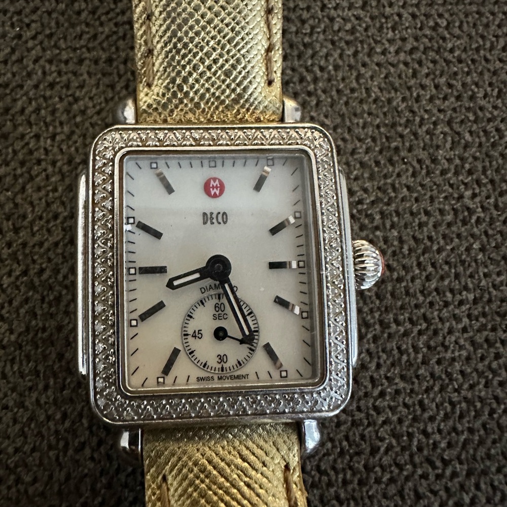 Michele Watch Deco Diamond Mother of Pearl Steel Women's Watch MWW06V000001